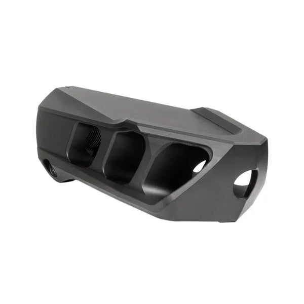 Stonehawk Kompensator aus Metall, schwarz, mit Luftöffnungen und Gewindeaufnahme, isoliert