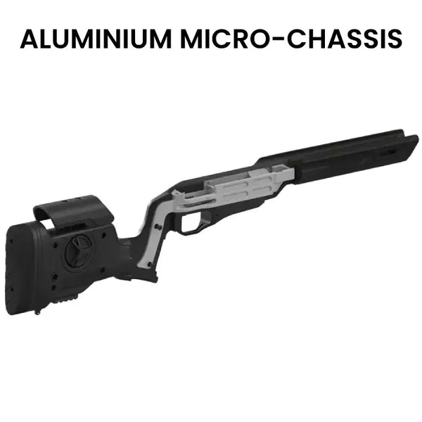 Aluminium Micro-Chassis für Präzisionsgewehre, schwarz-silber, ergonomisches Design