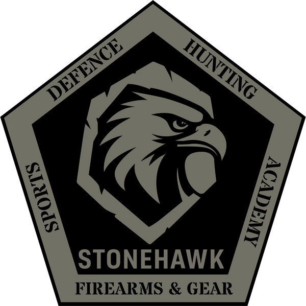 Stonehawk Logo mit stilisiertem Adlerkopf, Waffen, Optik, Ausrüstung für Sportschützen, Jäger
