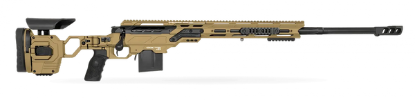 CDX-LITE Präzisionsgewehr, sandfarbenes Chassis, taktischer Lochschaft, Magazin, Mündungsbremse