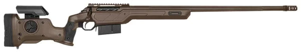 Präzisionsgewehr mit braunem Schaft und verstellbarer Schaftbacke, modernes Design