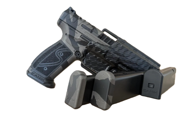 Canik SFX Rival-S Pistole mit Magazin, schwarze Optik, strukturierter Griff, Sportwaffe