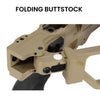 Faltbare Schulterstütze in Beige, Detailaufnahme, Zubehör für Schusswaffen, robustes Design