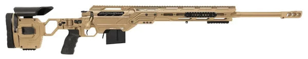 Kraken TAN Präzisionsgewehr in Sandfarbe mit verstellbarem Schaft, taktischem Chassis und Magazin.