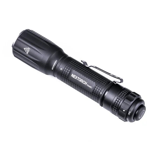 NEXTORCH TA30C LED Taschenlampe, schwarz, taktisch mit Clip und Glasbrecher