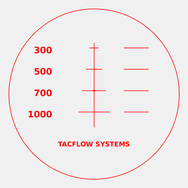 TACFLOW Dope 40MM Rund Absehen mit Entfernungsskala in Rot, Zieloptik für Präzisionsschützen