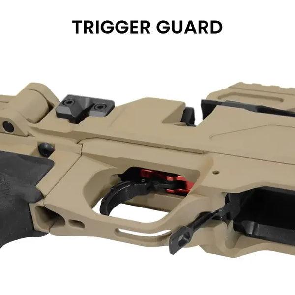 Detailaufnahme eines beigen Abzugsbügels für Sportschützen, Trigger Guard Produktfoto