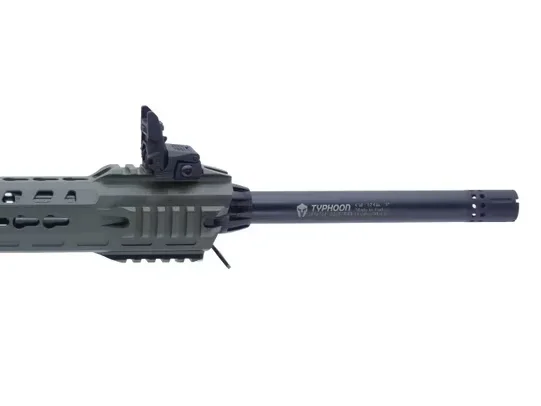 Typhoon F12 Classic OD Green IPSC5 Selbstladeflinte, grün, Laufdetail mit Kimme