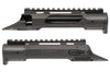 CDX-R7 Verschlussgehäuse aus Metall, seitlich und oben abgebildet, mit Picatinny-Schiene für Optikmontage.