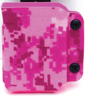 Pinker Kydex Magazinhalter mit Digital-Camouflage Muster, zweifach verschraubt