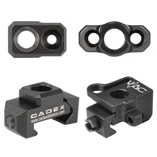 Cadex Sling Mounts aus schwarzem Metall, verschiedene Montagetypen für Waffen, kompakt und robust