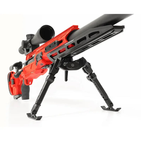ELR Extender mit Zweibein, rote Tactical-Schießsportwaffe mit Optik, Seitenansicht, Produktfoto