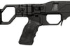 Folding Grip aus schwarzem Polymer mit strukturierter Oberfläche und Montageschiene, Detailansicht