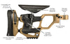 Pro-Buttstock mit verstellbarer Schaftkappe, Wangenauflage und Klappmechanismus, schwarz-tan