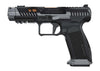 Canik TTI Combat Pistole mit ergonomischem Griff und markantem Verschluss, seitliche Ansicht