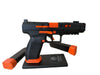 Canik TTI Custom Pistole in Schwarz-Orange mit Magazin auf Ständer, moderne Optik für Sportschützen