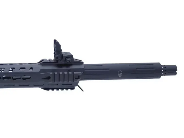 SLF Typhoon F12 Classic Black IPSC, Vorderansicht Lauf mit Visierung, Sportschießen