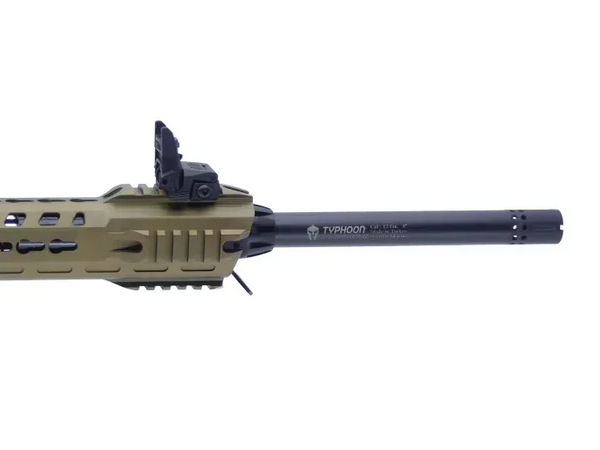 Typhoon F12 Classic Bronze IPSC Vorderansicht, Detail Lauf und Visiereinrichtung